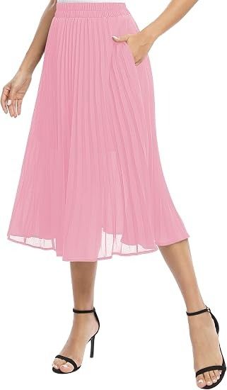 Pink Pleated Midi Skirt image 7
